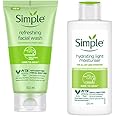 Simple Kind To Skin Refreshing Facial Wash 150 Ml & Hydrating Light Moisturiser| Face Cream for All Skin Types|125 ml