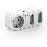 TESSAN USB C &ccedil;oklu priz, yer tasarruflu priz, 3 prizli | F Tipi ve 2 USB Bağlantı Noktası, Ofis, Ev, Gri i&ccedil;in &Ccedil;oklu Priz Adap