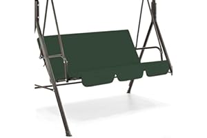 ZYWUOY Garden Swing Bench Replacement Cushion 150cm Swing Cover Chair Waterproof Seat Pad Fit for 2 and 3 Seater Swing Chairs, Dark Green