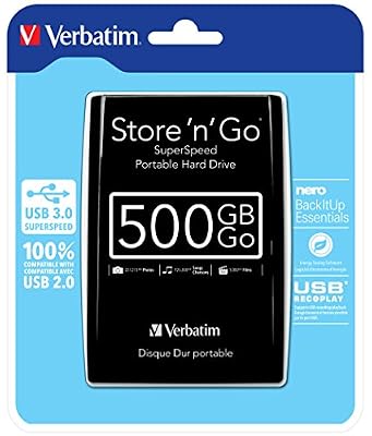 Verbatim 53029 Store 'n' Go Disque dur externe portable 2,5" USB 3.0 500 Go Noir