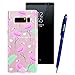 Produktbild Yokata Samsung Galaxy Note 8 Hülle Transparent Glitzer Weiche Silikon Handyhülle Schutzhülle TPU Handy Tasche Schale Etui Weich Silicone Bumper Ultra Dünn Slim Schlank Durchsichtig Handytasche Glitter Bling Motiv Muster Premium Kratzfest Clear Backcover Schutz für Samsung Galaxy Note 8 Case Cover + 1 x Kapazitive Feder - Flamingo