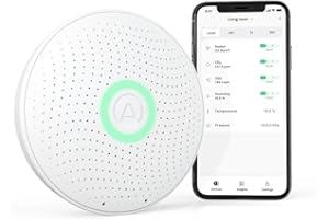 Airthings 2930 Wave Plus: monitor de radón y de la calidad del aire con detector de CO2, COV, presión de aire, humedad y temperatura
