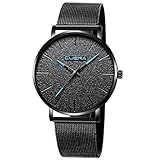 Herrenmode Analog Edelstahl Schlank Herrenuhr Quarz Lässig Einfache Schwarzes Zifferblatt Uhren Ultradünne Mesh Strap Für Unisex Minimalist,B