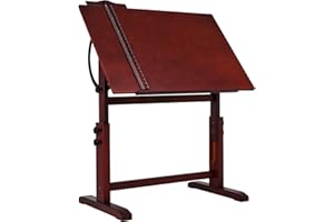 MEEDEN Table a Dessin en Bois avec Une Hauteur Ajustable Planche a Dessin Noix pour Écrire, Lire, Travailler