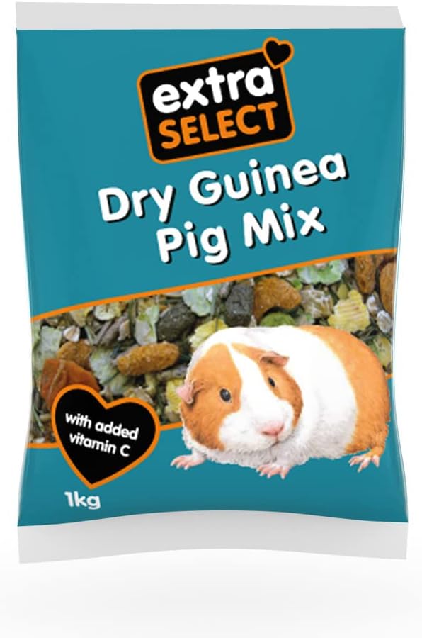 Extra Select Guinea Pig Food - Dry Muesli Mix with Concentrate Pellets, Flaked Maize, Grass Hay, Pea Flakes for Guinea Pigs with Vitamin C- Small Pet Feed - 1kg