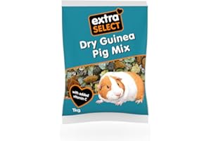 Extra Select Guinea Pig Food - Dry Muesli Mix with Concentrate Pellets, Flaked Maize, Grass Hay, Pea Flakes for Guinea Pigs with Vitamin C- Small Pet Feed - 1kg