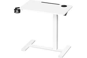 ‎VASAGLE VASAGLE Beistelltisch mit Rollen, mobiler Stehtisch, 70 x 40 cm große Tischplatte, verstellbare Höhe, 2 Getränkehalter, Schlitz für Handy oder Tablet, wolkenweiß LSD600W01