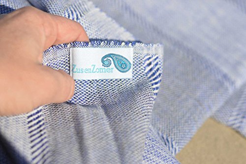 Fouta Hamamtuch xl ‚Tezzy‘ | Leichtgewicht Strandtuch xl | 95x190cm | Exklusiv durch die melierte Baumwolle, die schönen Farbe und das hübsche Webemuster | Hochwertige Qualität, handgewebt, knitterfrei | Hamam Badetuch, Saunatuch | (Blau) - 3