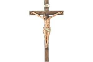 GENERISCH Katholisches Kruzifix, Wandkreuz, Wand Kreuz aus Holz, Wandbild, Jesus Christus, Heimdekoration, religiöses Geschenk, Renaissance-Skulptur, Dekoration, für Zuhause oder Büro, in einer Geschenkbox