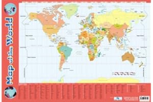 GRINDSTORE Carte du monde – Coloré pour enfant carte 40 x 60 cm