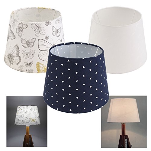 KING DO WAY Lampenschirm Leuchtschirm Shabby Vintage Stoff Textil für E27 Lampe Tischleuchte Dunkel blau - 6