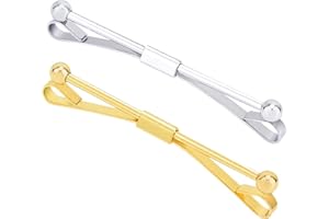 TUPSYBL 2 Pack Mens Classic Tie Clips Collar Bar Pin Shirt Collar Bar Tie Pins Necktie Pinch Clips Collar Holder Formal Accessories for Wedding Business (Silver+Gold)