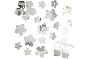 CUEMOON Adesivi Murali Floreali di Cristallo 3D,Removibile Adesivi da Parete a Specchio, per piastrelle a specchio decalcomanie per camera da letto bagno decorazione
