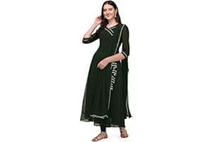 Estationeryhouse Women's Georgette Anarkali Kurta Kurti with Dupatta (Bottoms not Included)