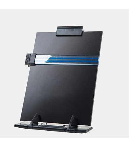 Adjustable Metal Document Holder For Desk - 7-Speed Angle, With Removable Ruler & Clip, Great For Typing, Reading, Or Recipes