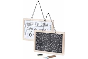 ANTEVIA MATÉRIAUX ANTEVIA - Cuadro de notas de pared con un lado pizarra negra y un lado de pizarra blanca magnética + tizas + fieltro + borrador 31 x 21 cm | Más de 10 modelos | Imán (Marnik)