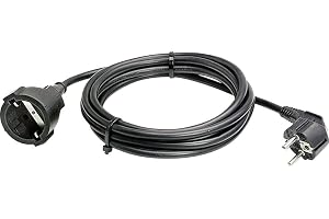 as - Schwabe 50512 PVC Schuko förlängningskabel med Eu Plug Socket & Plug, IP20, 230 V/16 A, 5 M Kabellängd