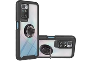 SEAHAI Funda para Xiaomi Redmi 10 / Redmi 10 2022, [con 360 Anillo Soporte] Estuche Antigolpes Transparente PC Carcasa Silicona TPU Ultradelgado Caso - Negro