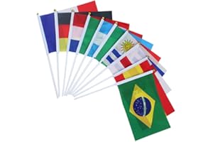 BESPORTBLE Mały baner z flagą narodową na patyku 32 krajów międzynarodowych światowych flagi na parady, imprezy sportowe, uroczystości festiwalowe
