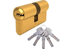IFAM Cilindro Puertas Start-R, 30x30mm, Leva 15mm, Bombín Cerradura de Seguridad con 6 Pitones de Acero, Incluye 5 Llaves Reversibles, Sistema Antiganzúa y Antitaladro, Perfil Europeo, Acabado Latón