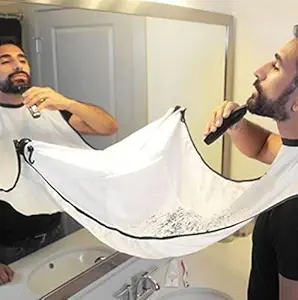 REES52 Beard Bib - Trim Your Facial Hair Without The Mess - Easy to Use Grooming Cape for Shaving- Clippings Catcher Apron - No More Messy Sinks -
