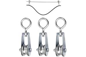 GYWHOOFT Carrucola per Sollevamento,3 Pack Puleggia Carrucola con Cuscinetti, 32 mm Puleggia Palestra Inox, Puleggia Singola Set,Carrucole Rotazione a 360°,Carrucola per Fune Fitness,Trasporto