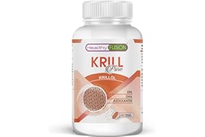 ‎HEALTHY FUSION Einzigartiges reines Krillöl + EPA/DHA + Bio-assimiliertes Astaxanthin | Reguliert den Cholesterin und Triglyceridspiegel | Kardio-protektive, antioxidative und entzündungshemmende Wirkung 60 Softgels