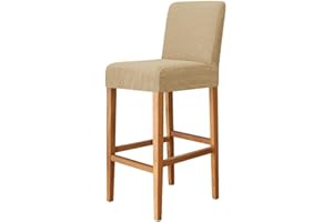 HASALLER 2 Pack Chair Covers Bar Stool Chair Covers With Backrest Pub Counter Stool Chair Slipcover Protector Cover For Kitchen Breakfast Counter Chairs Bar Stools(khaki)