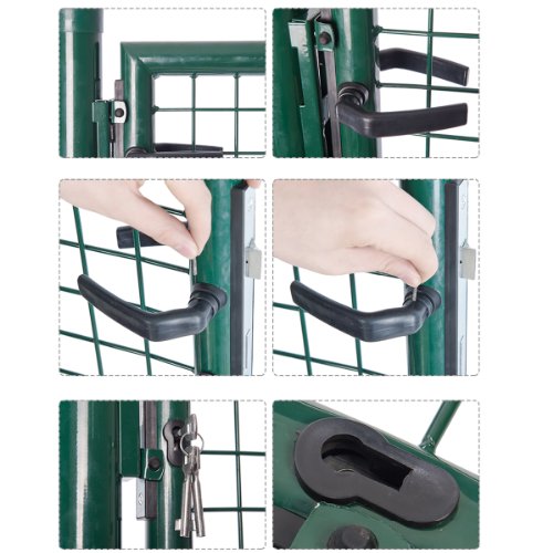 Topgoods Gartentür Gartentor Hoftor Zauntür Wellengitter Tür Tor Garte Grün 150 x 100 cm (03) - 7