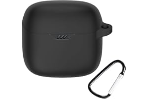 SEIAIYG Etui na JBL Tune Flex, lekkie, miękkie, silikonowe, odporne na wstrząsy, etui ochronne na słuchawki z karabińczykiem do JBL Tune Flex (czarne)
