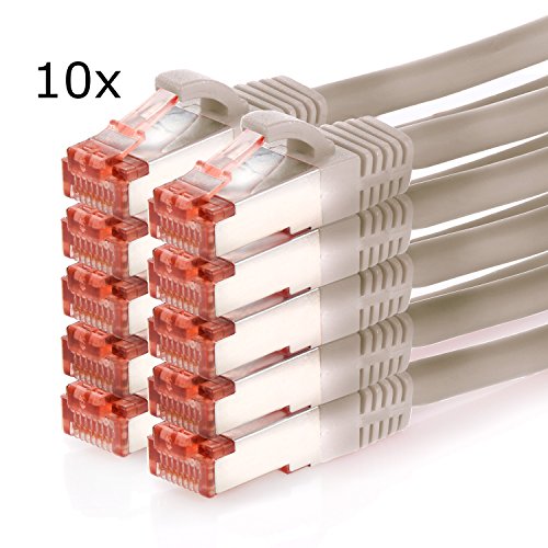 TPFNet 0,5m 10 Piezas Cable de Red Gigabit Ethernet Cat.6 SFTP, 1 Gigabit, Gris
