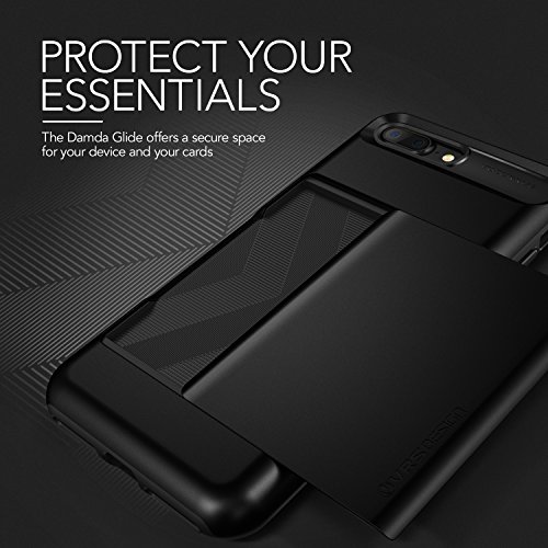 Funda iPhone 8 Plus  Funda iPhone 7 Plus para Targeta VRS Design   Carcasa Protector  Negro Brillante  Funda Billetera Choque Absorci  n Doble Capa  Damda Glide  para Apple iPhone 8 Plus  2017   iPhone 7 Plus  2016 