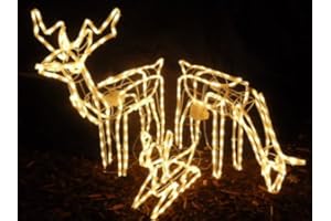 Christmas Concepts® Rope Light Reindeer Family Large - Stag, Doe + Baby - with Warm White LED Lights - Indoor/Outdoor Use - 72 X 35 X 75CM doe: 77 X 17 X 45CM Baby: 45 X 12 X 35CM