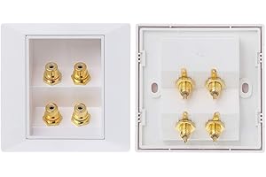 Ocobudbxw RCA Prise Murale Panneau Audio Boîte de jonction de Haut-Parleur Prise de Courant Lotus