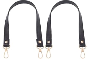GORGECRAFT 2pz Asa de Cuero de PU para Bolso Correa de Repuesto para Bolso de Hombro de 37.7cm*19mm Correas Cortas Negras para Bolso de Mano con Cierres Giratorios Dorados para Hacer Bolsos