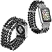 Produktbild lala Pink Armband für Apple Watch 42mm Handgemachte Luxus Perlen Faux Perle Naturstein Armband Elastische Strech Ersatz Armband Band für Apple Watch Serie 1 Serie 2 Serie 3 (Schwarz)