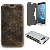 Urcover&reg; LG G5 Handy Schutz-H&uuml;lle &ndash; ECHT LEDER Tasche &ndash; [Handgefertigt] Bookstyle Flip Case Cover mit Kartenfach | Transparente bruchsichere Schale - Rundum-Schutz Zubeh&ouml;r Farbe: Olive