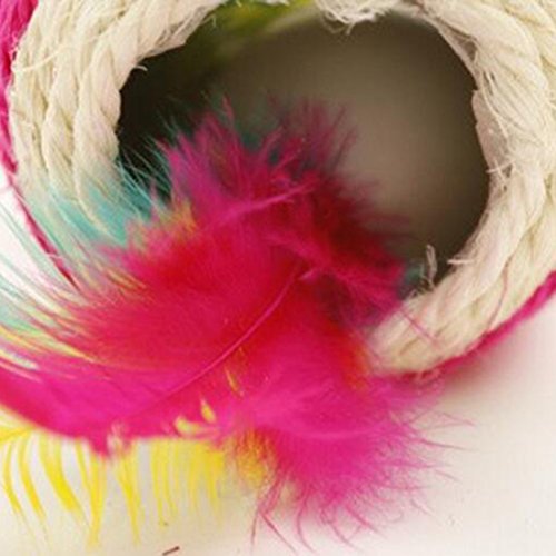 Funny-Pet-Products-Scratch-Sisal-Ball-Dual-Holes-With-Feather-Pet-Cat-Dog-Toys