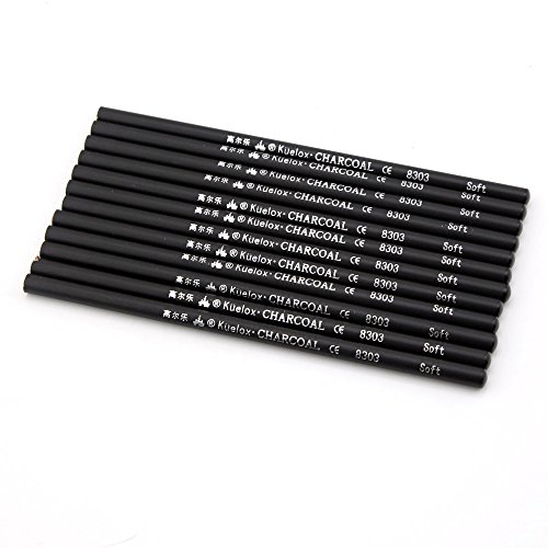 Owfeel - Conjunto de 12 lápices profesionales para dibujo de manga y bocetos, lápices de carboncillo, negros