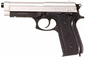 CyberGun Pistola de Airsoft- PT92 Modelo Dos Tonos-Color:Negro/Plata-Disparo metálico-Potencia 0.5 Joule