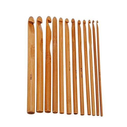 12Pcs 12 Größen Bambus Häkelhaken Stricknadeln Stricken Handwerk Set