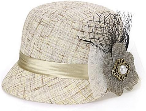 Lukis Women Flower Cloche Bowler Summer Sun Hat Church Tea Party Khaki