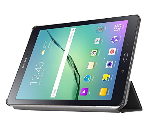 Samar® – Höchste Qualität neue Samsung Galaxy Tab S Tablet (Juli 2014) Ultra Slim Case Cover Stand inkl. Displayschutzfolie mit Mikrofaser Reinigungstuch weiß Galaxy Tab S2 9.7 inch - 3