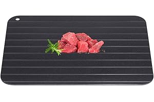 GOTOTOP 1 pz Vassoio di scongelamento Alimenti Piastra di scongelamento metallo Alluminio Nero Fast Safe Food Carne Casa Cucina Gadget (9.06 × 6.50 × 0.08in)