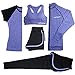 Produktbild Damen Sportswear Set, Sportmantel Leggings/BH Power Stretch Strumpfhosen Laufhose kurze Hosen Yoga Outfit Set Geeignet für: Fitness, Tanz (5-teiliges Set),Purple,M