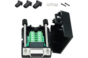 DTech DB9 Connecteur de dérivation femelle RS232 Adaptateur série sans solderless avec bornes à vis, boîtier de bloc, vis longues et tuyaux d'échappement (DB9 femelle + boulons longs)