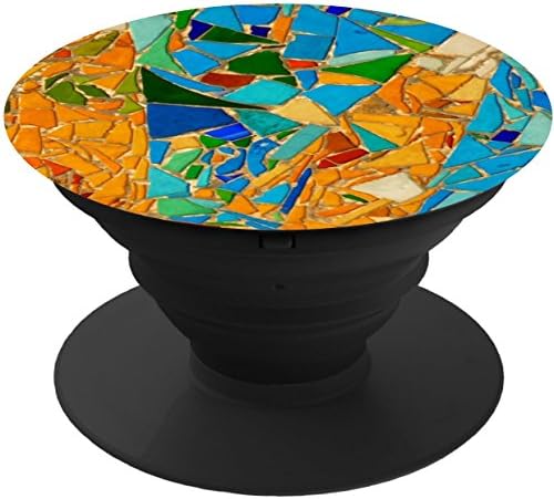 Premium Mounts and Stand, Expanding Stand Pop Grip Mount Sockets for iPhone,Smartphones and Tablets - Gaudi mosaic turquoise aqua orange colorful tiles