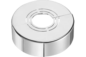 sourcing map Wall Split Flange, 1 Pcs 62x20 mm - Cuttable ABS Round Escutcheon Plate Cover Buckle, Shower Arm Flange for 20/25/33mm(0.8/1.0/1.3 Inch) Water Pipe Faucet Decoration (Silver)