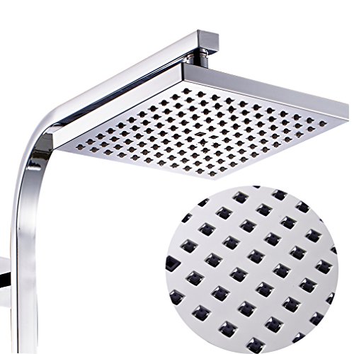 Auralum® Duschset mit Thermostat und Höhenverstellbar ca. 82 bis 122cm Kopfbrause 20x20cm Inkl. Handbrause + Kopfbrause - 5