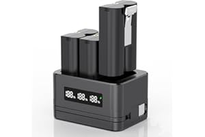 LIFEMOI Compatible avec Sonnette/Appareil Photo Ring, Station de Charge de Batterie, Lot de 3 3,65 V 6040 mAh, Chargeur à écran LED à 3 emplacements avec câble de Type C, Compatible avec Les Batteries Ring 2